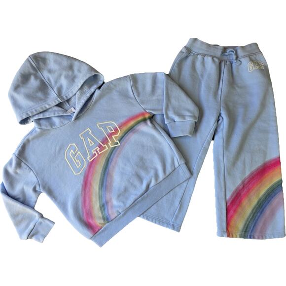 Gap 4 Years Girls Outfit ~ Hoodie & Matching Pants Rainbow Theme - Picture 1 of 2